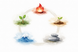 Énergétique chinoise et japonaise – cycle des cinq éléments (Bois, Feu, Terre, Métal, Eau)