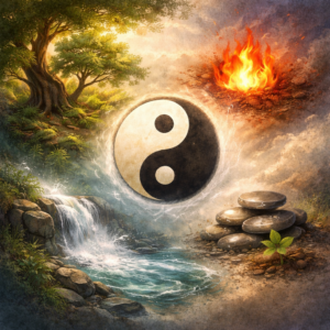 Qi en Médecine Traditionnelle Chinoise illustration équilibre Yin Yang et dynamique du vivant